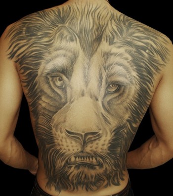 Looking for unique  Tattoos? Full Back Lion Head